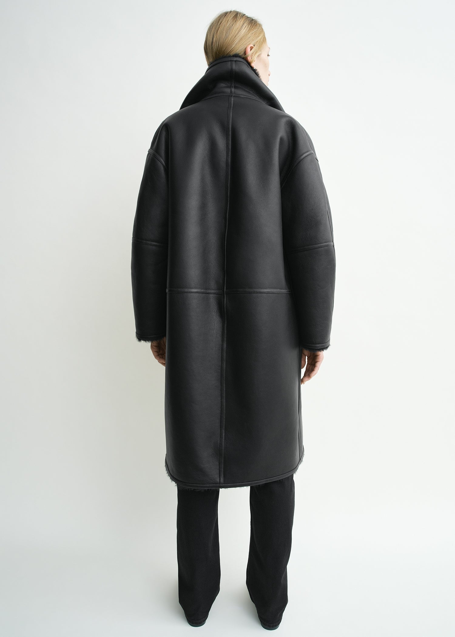 Shearling wrap coat black petite