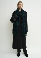Checked cashmere scarf midnight/green