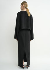 Cropped sablé blouse black petite