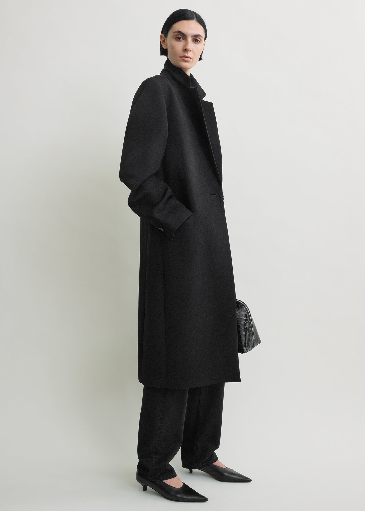 Classic tailored coat black petite
