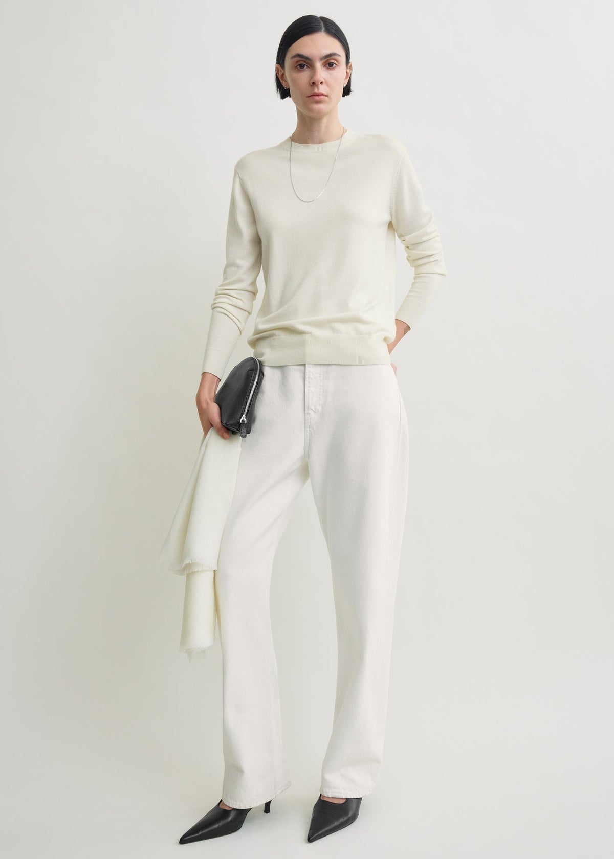 Fine crew knit ecru