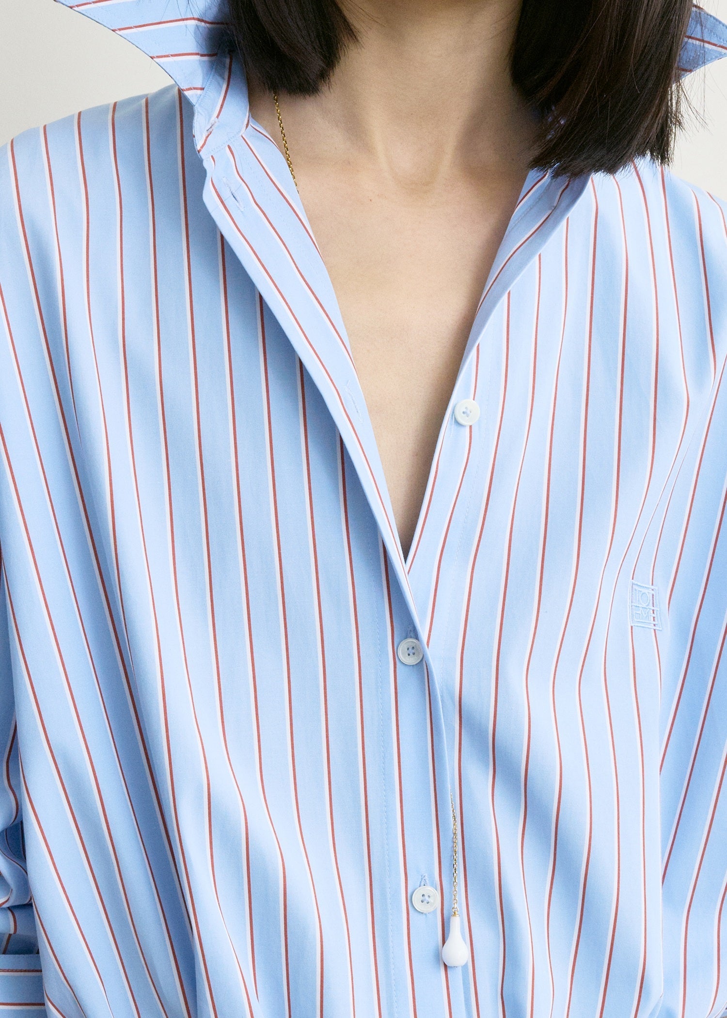 Striped shirtdress pale blue/red
