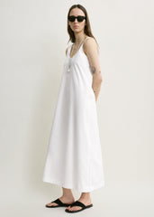 Scoop poplin dress white