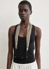 Striped sunglasses scarf ecru/black