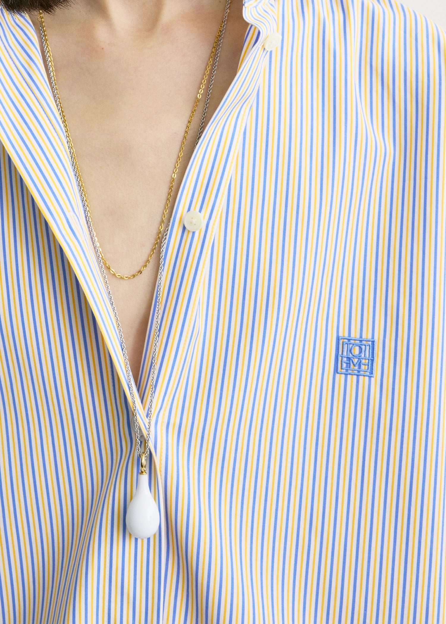 Striped summer shirt blue/yellow petite