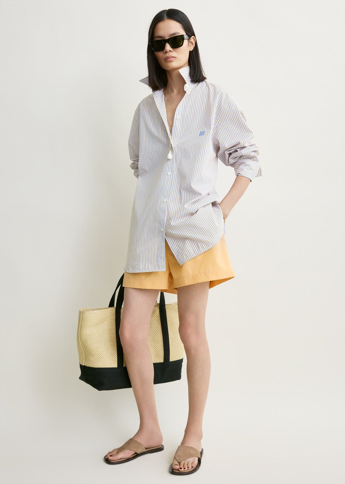 Striped summer shirt blue/yellow petite
