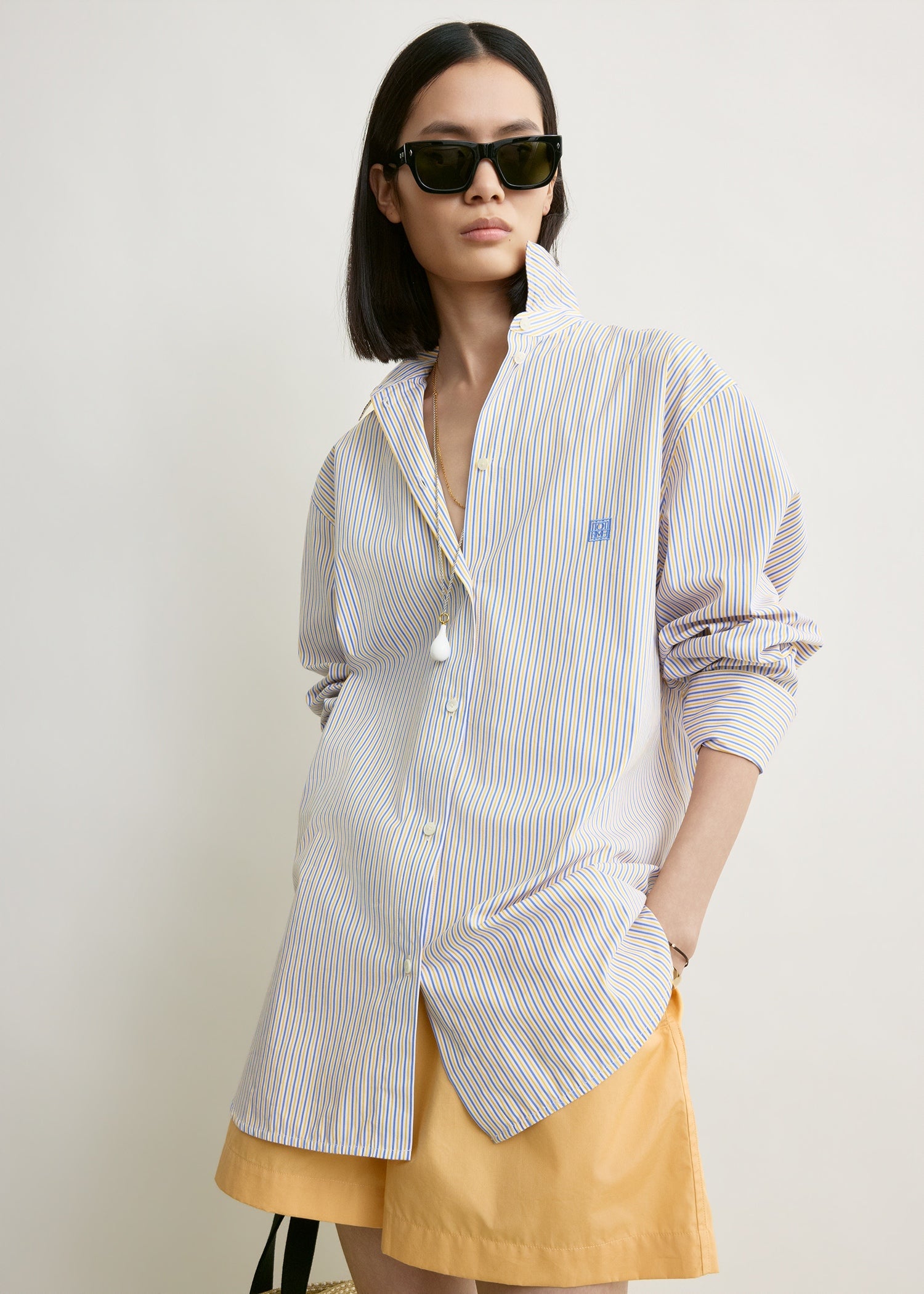 Striped summer shirt blue/yellow petite