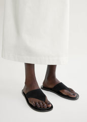 T-bar suede sandals black