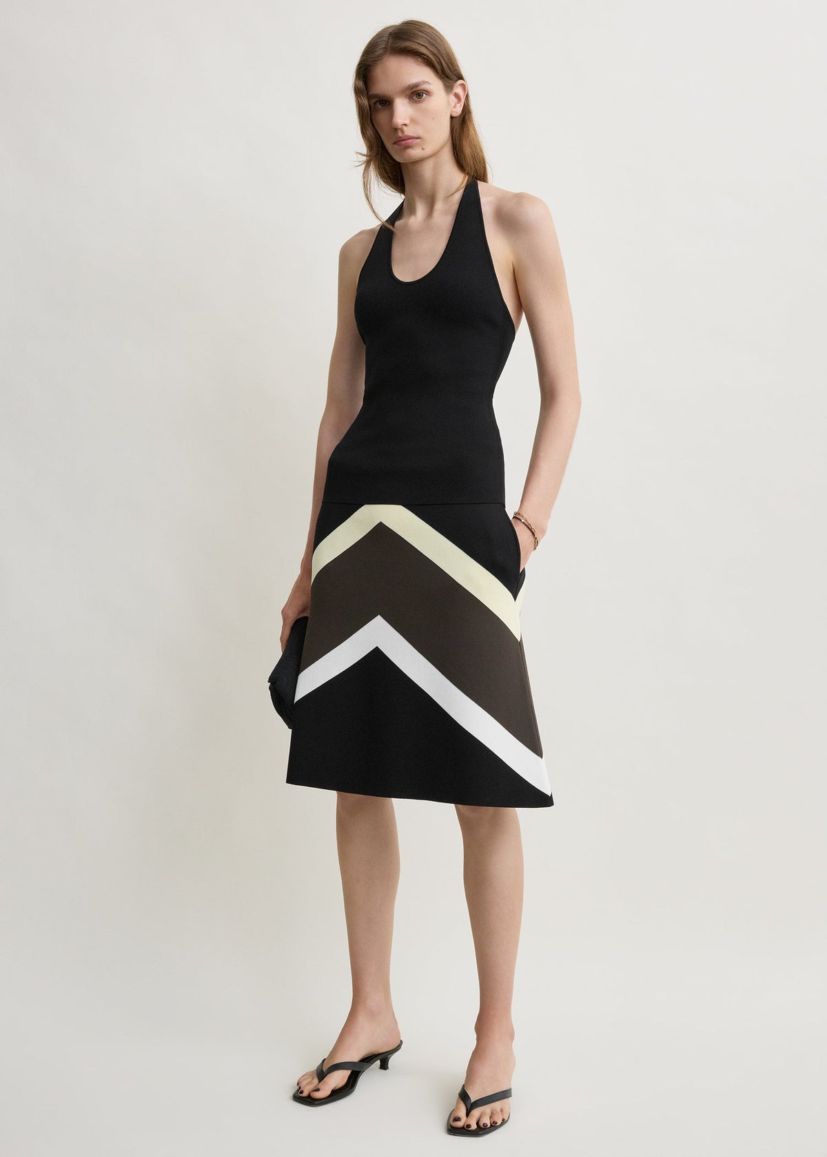 Chevron stripe skirt black/green