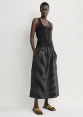 Striped drawstring skirt black/white