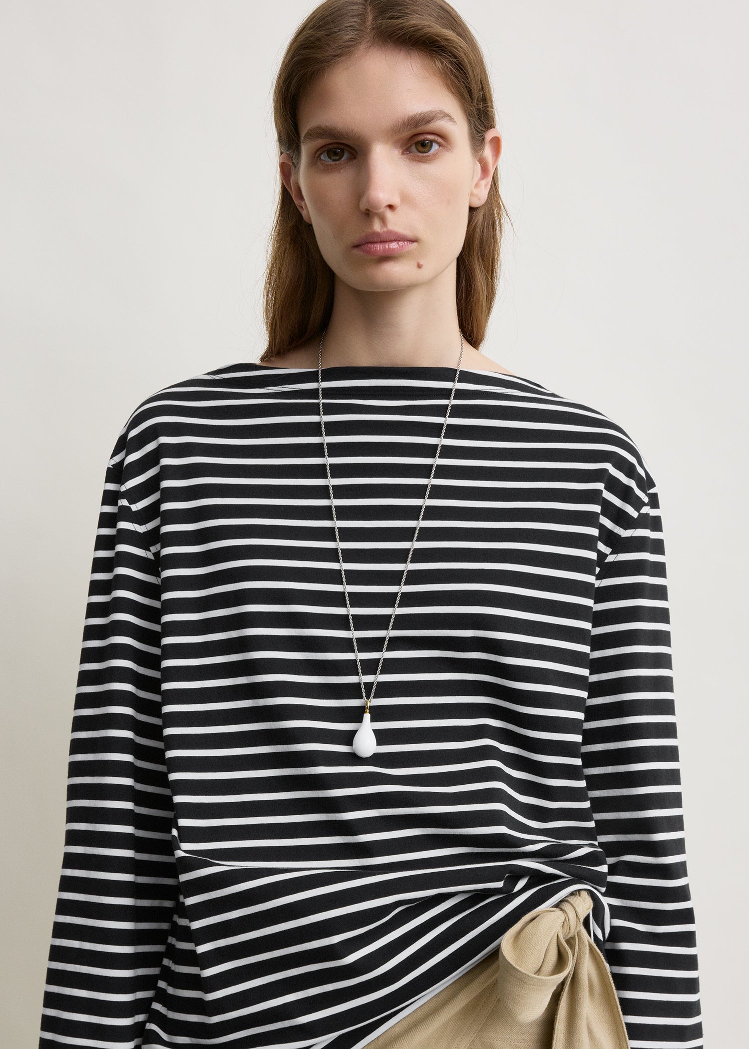 Stripe jersey long-sleeve tee black/white