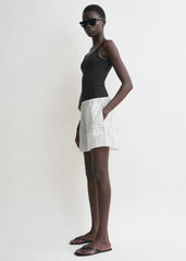 Monogram cotton pj shorts white/black