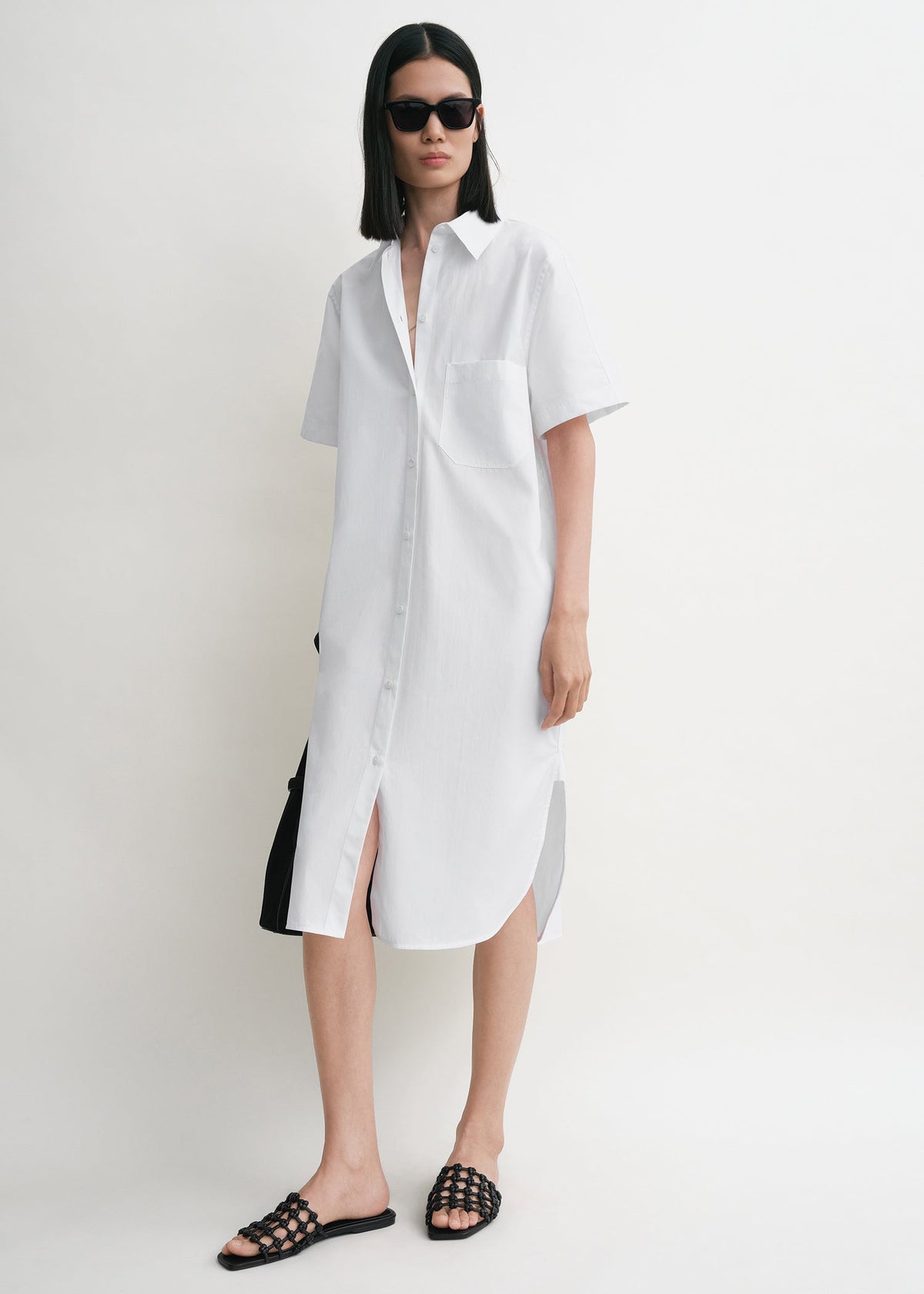 Short-sleeve shirtdress white