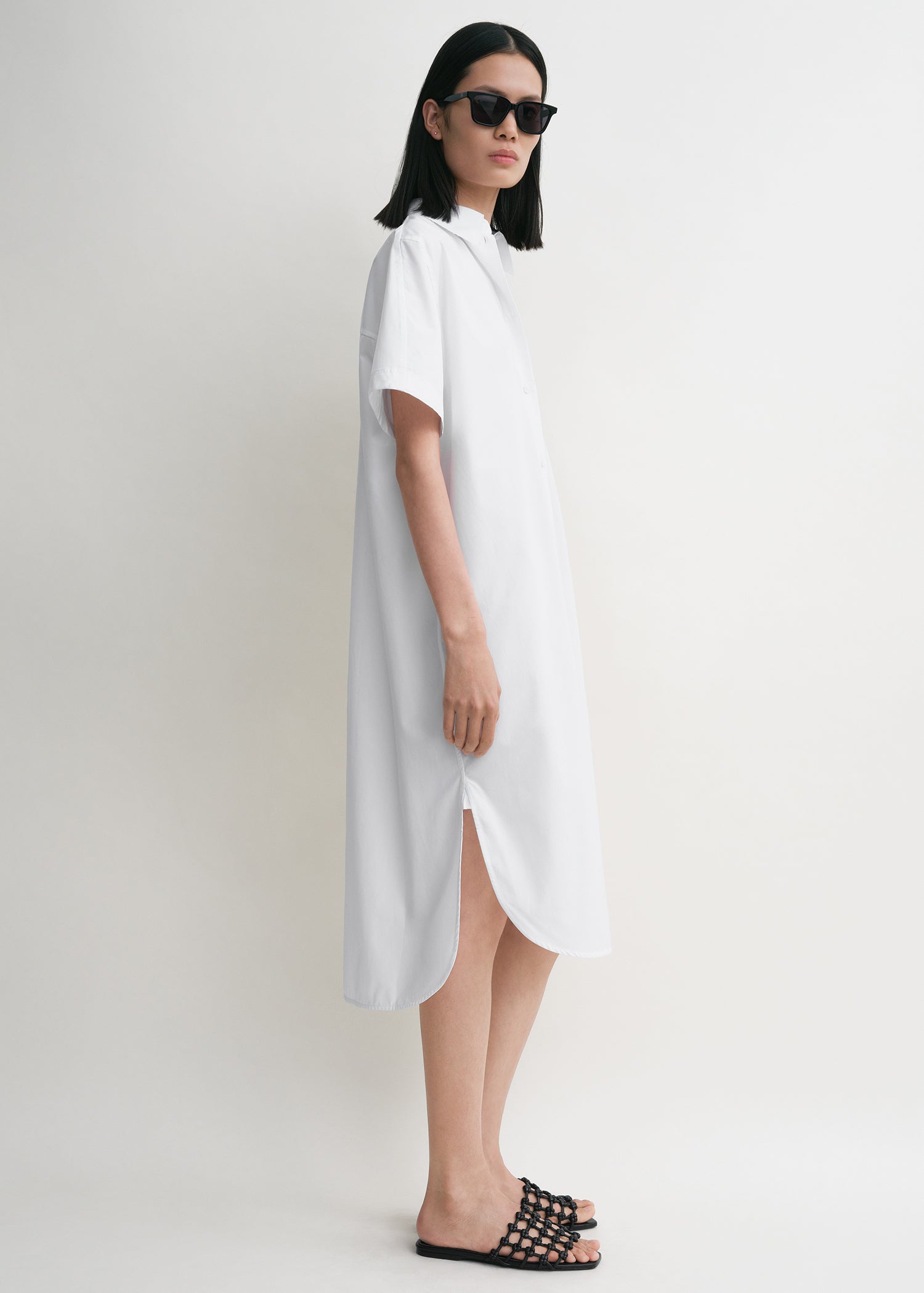 Short-sleeve shirtdress white