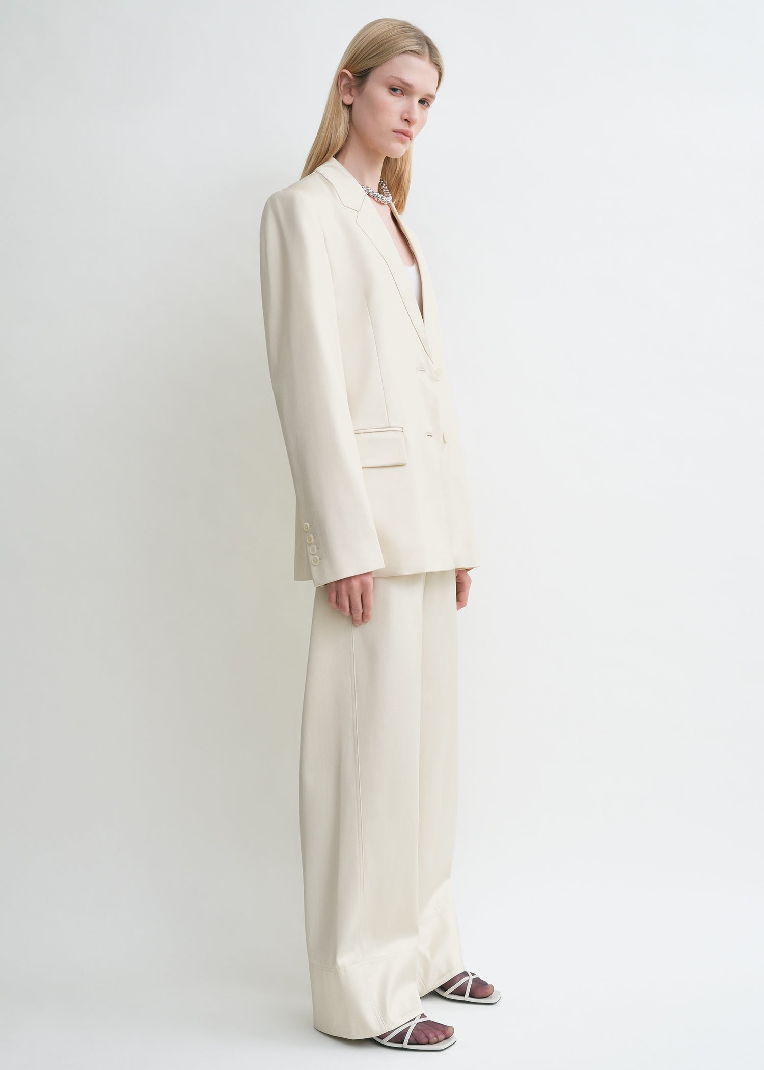 Stitch lapel jacket ecru