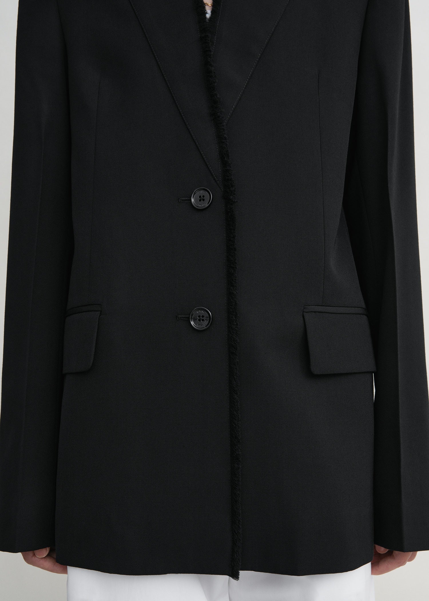 Raw lapel jacket black
