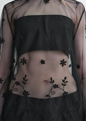 Floral tulle blouse black