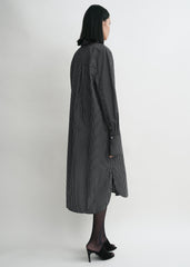 Striped kimono-sleeve shirtdress black/white