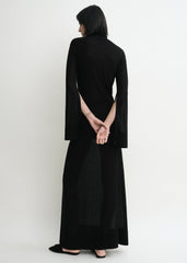 Slit sleeve knit dress black