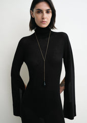 Slit sleeve knit dress black