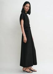 Slouch waist basketweave dress black
