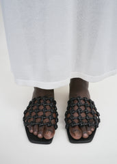 Braided-leather bandeau slides black