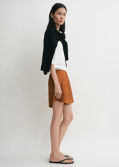 Monogram silk pj shorts terracotta
