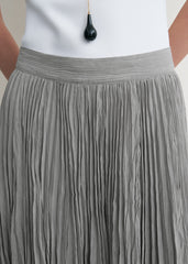 Crinkled plissé skirt pale grey
