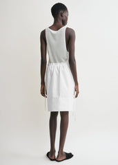 Drawstring poplin mini skirt white