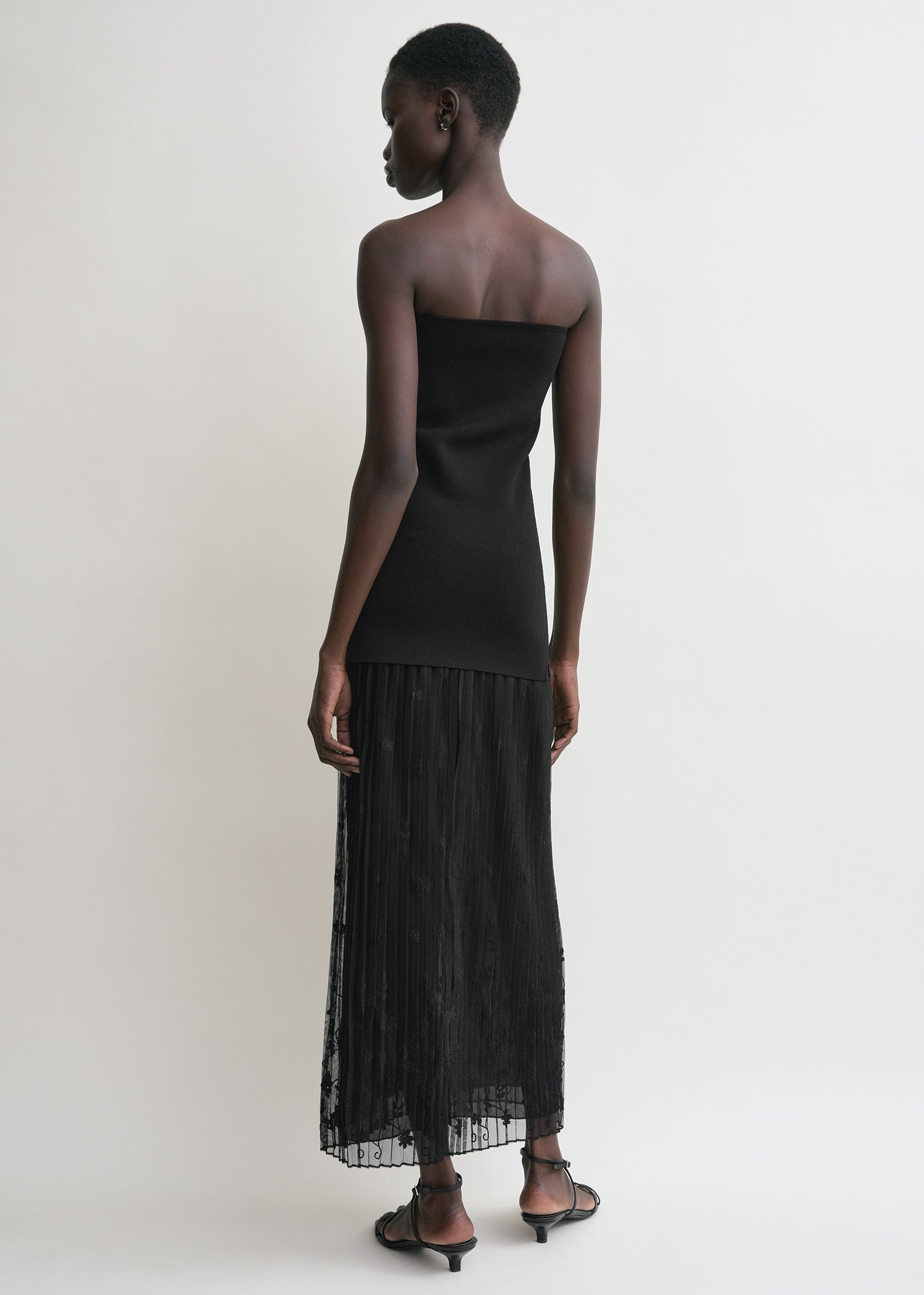 Floral tulle skirt black