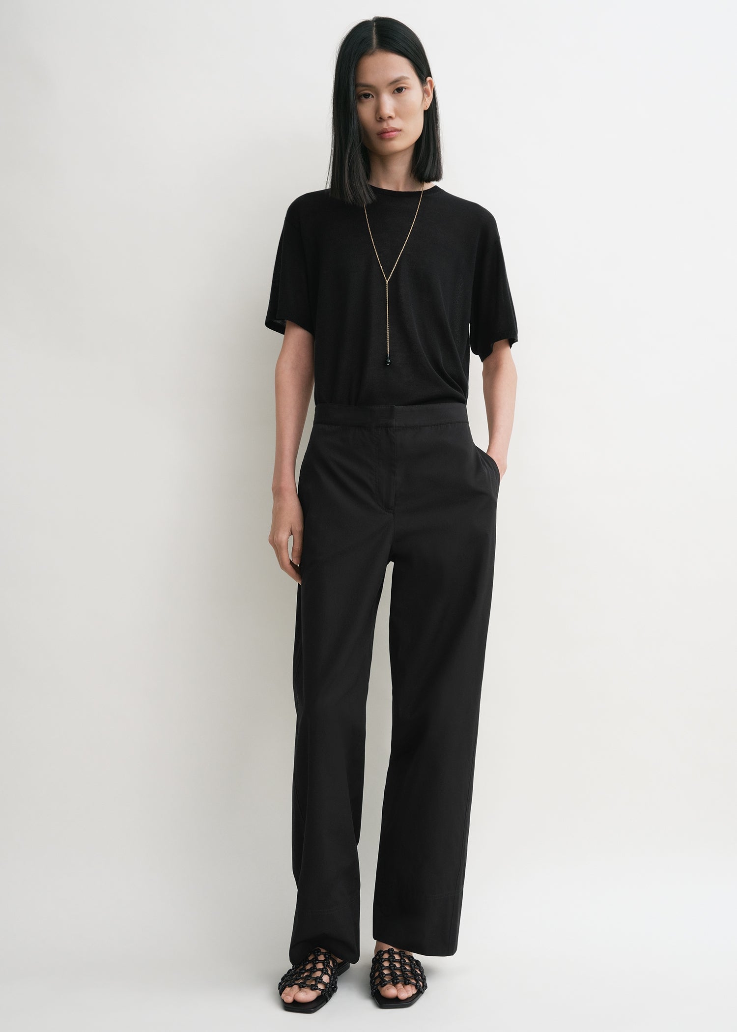Twisted seam trousers black petite