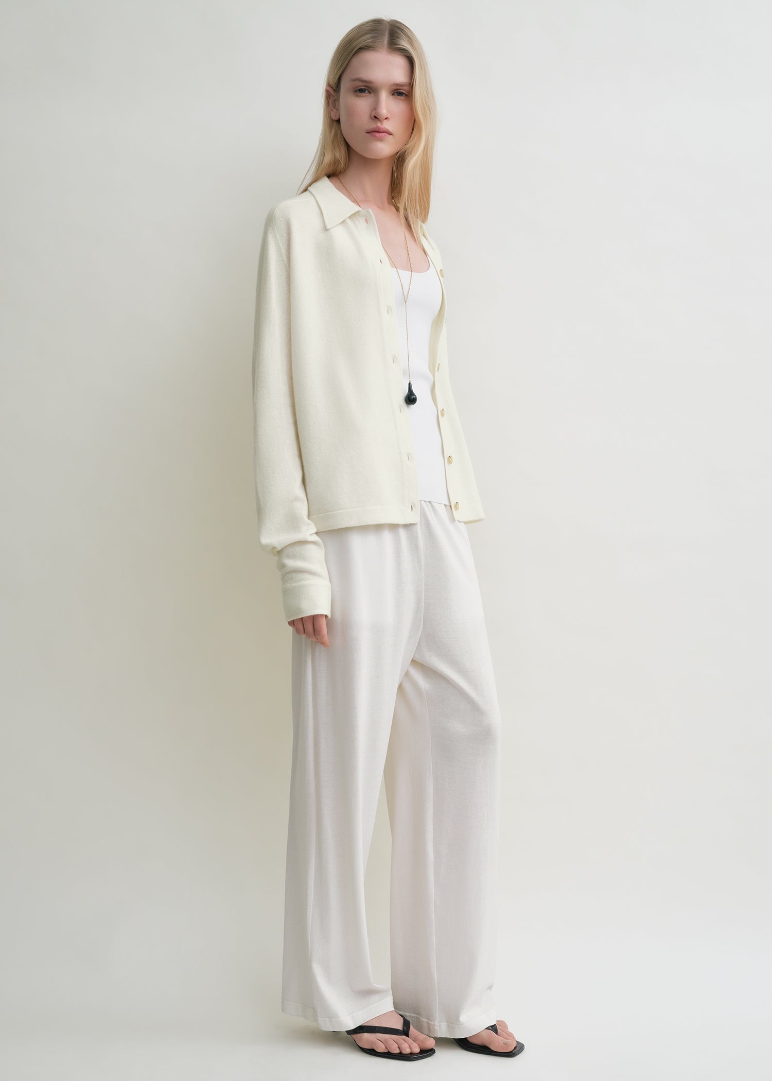 Raglan-sleeve cashmere cardigan white