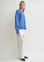 Crew-neck cashmere knit cornflower