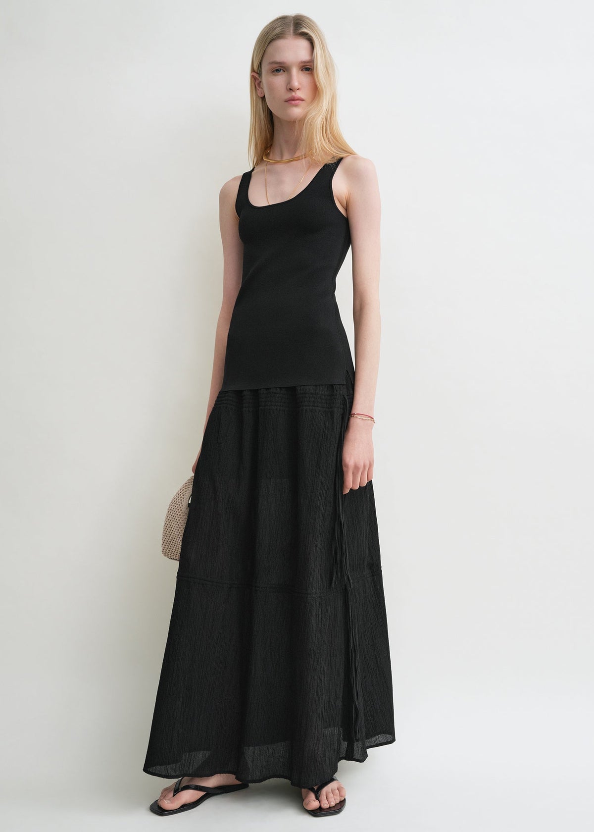 Drawstring skirt black