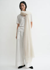 Light wool blanket scarf off-white