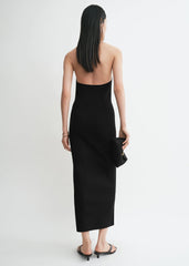 Compact knit halter dress black