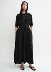Cotton silk tee dress black