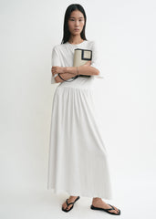 Cotton silk tee dress off-white