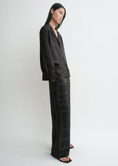 Monogram silk pj top black