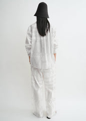 Monogram cotton-blend pj top white/black