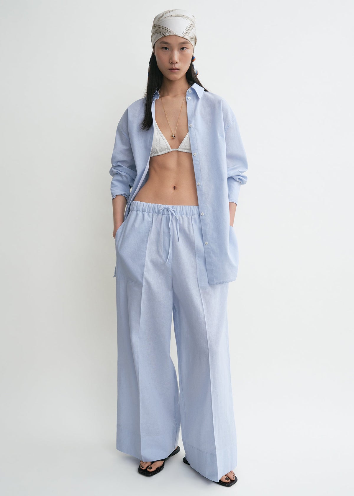 Wide summer trousers sky