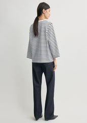 Striped wide-sleeve tee navy/white