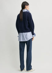V-neck cashmere cardigan navy