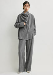 Funnel-neck flannel top grey petite
