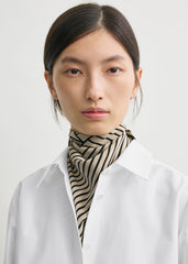 Beijing stripe silk scarf cream