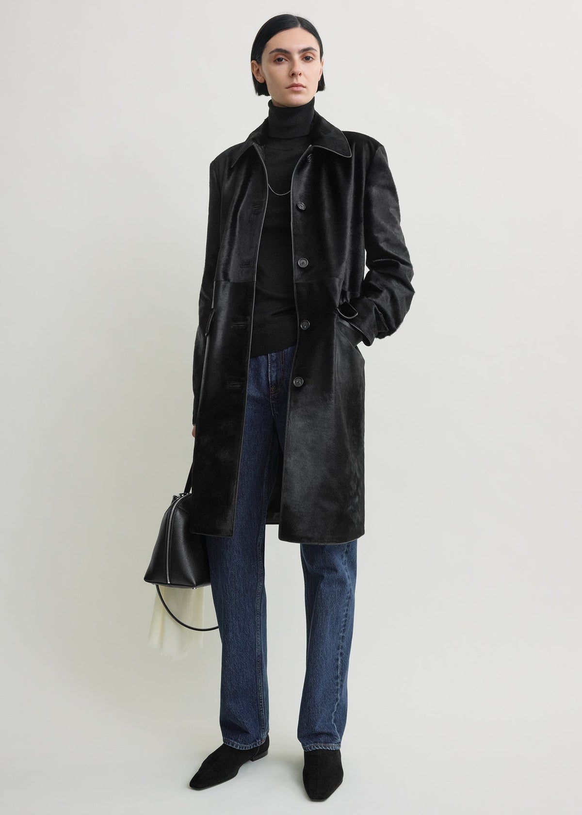 Pony hair coat black