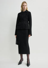 Raw hem cotton jacket black