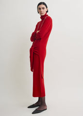 Double-sleeve turtleneck dress poppy