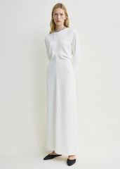 Long-sleeve slouch waist dress macadamia petite