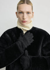 Brushed cashmere gloves black